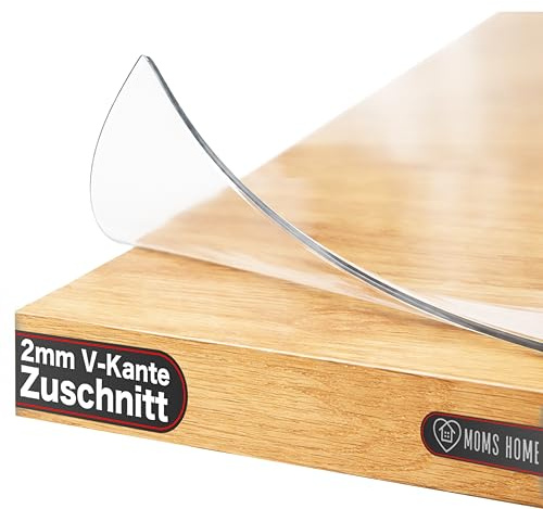 MOM'S HOME PVC Tischdecke Transparent und wasserfest Tischfolie Transparent Nach Maß Durchsichtige Tischdecke abwaschbar 2mm Plastiktischdecke und Tischschutz Width x Length 90x140 cm
