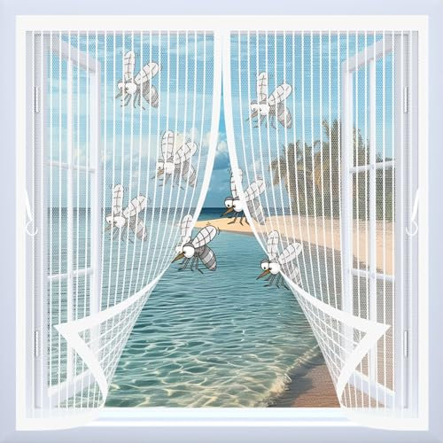 Fliegenschutz Magnetvorhang 160 x 185 cm Insektenschutz Einfache Montage, Benutzerdefinierte Größe Fliegenvorhang Balkontür Magnet für Eingangstür Und Hintertür, Weiß