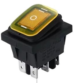 Interrupteur à Bascule étanche KCD4 16 A 250 V CA 30 x 22 mm IP65 6 Broches DPDT on Off on 12 V 220 V avec lumière(Yellow,2PCS_12V)