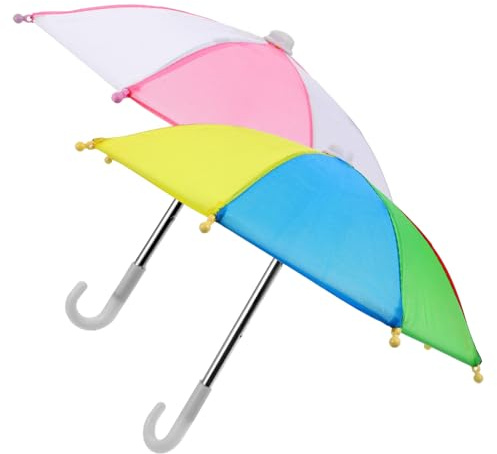 INOOMP 2pcs Mini Umbrella Decoration Pink Mini Umbrella Tiny Table Props Rain Travel Collapsible Doll for Travel ature Cloth