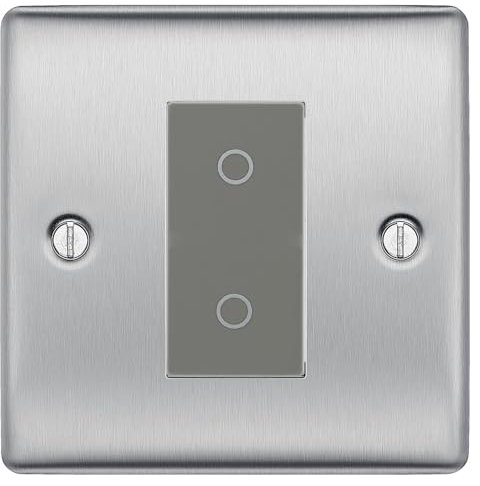 BG Nexus Brushed Steel Single Secondary Touch Dimmer Switch - Grey Insert