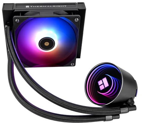 Thermalright Frozen Notte 120 ARGB Black Liquid CPU Cooler, 120mm PWM Fan with ARGB-Up to 2000RPM Speed, for AMD/AM4/AM5, Intel LGA1150/1151/1200/1700/1851,Black