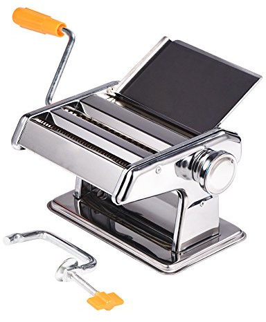 Macchina per la pasta in acciaio inox, tagliapasta manuale, tagliapasta manuale per fettuccine, spaghetti, lasagne, ravioli fatti in casa, utensile da durevole, argento, 20,3 x