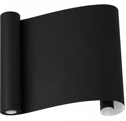 40 x 200 cm, parche autoadhesivo de reparación de cuero de poliuretano, adhesivo textil de alta resistencia para sofás, asientos de coche, muebles y bolsos, negro (resistente al agua, fácil de cortar