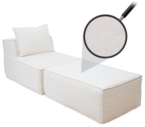 Mendler Chaiselongue/Zubehör Sofa HWC-O54, Stoff 63x75x194cm - Creme