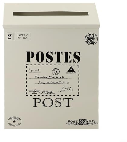Eawfgtuw Cassetta Postale Retrò in Metallo, Cassetta Postale a Parete, Scatola Decorativa per Posta in Stile Pastorale per Esterno e Interno (Bianco)