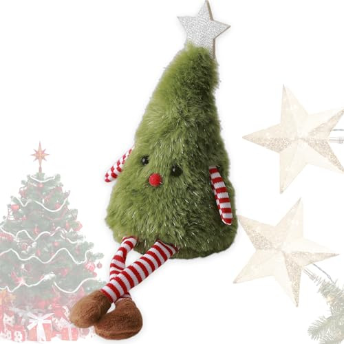 Weihnachtskissen, Plüsch Spielzeug als 3D Weihnachtsbaum, Lendenkissen in 31 cm, Das dekorative Weihnachtsdeko, Kissen eignet sich ideal als weihnachtliches, Kissen Weihnachten für Sofa und Wohnzimmer