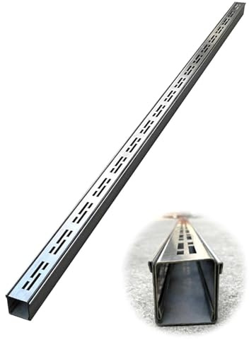 Kit di scarico per trincea da esterno in acciaio inox, sistema di drenaggio sottile con tubo rettangolare per grondaie e griglie fognarie per patio, terrazze e giardini, soluzione efficiente per la