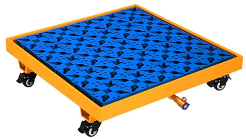 Heavy Duty Oil Tank Spill Tray with Drain Metal Containment Pallet on Wheels for Industrial Use Leakproof Storage for Washing Machine Oil Drums Ideal for Warehouses & Garages