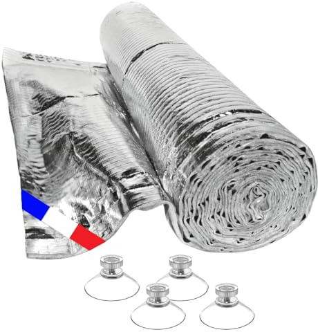 EURO VANADIUM Kit Isolation Fenêtre de Toit 350 g/m², 160 x 100 cm - Fabrication Française - Couches Thermiques Triple épaisseur - Ventouses à Vis incluses