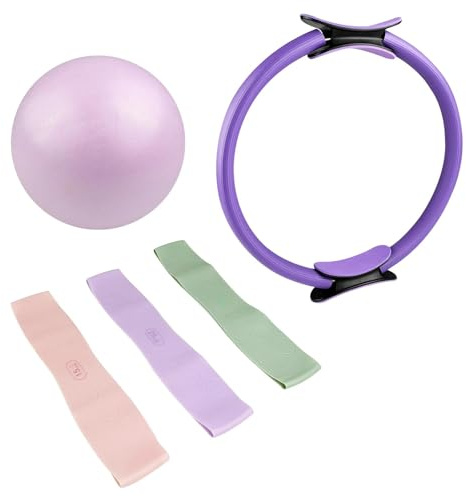 Myrindor Pilates Essential Kit, con Palla da Yoga, Cerchio Pilates e Fascia di Resistenza, Attrezzi Pilate da Donna, Ring Circles, Anello Anelli Yoga, Resistance Band, Attrezzatura Fitness A Casa
