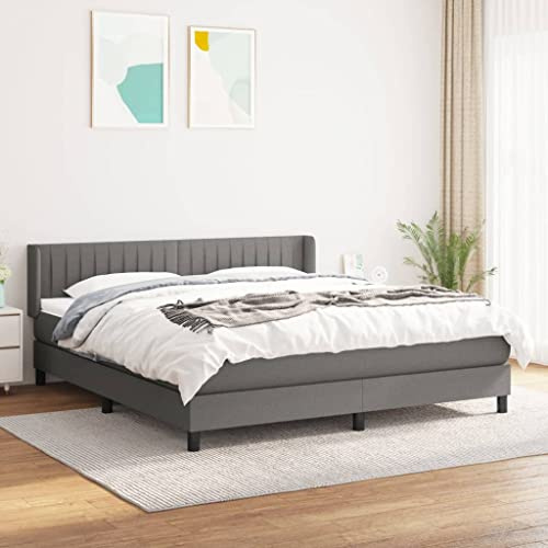 Generiskt resårsängar med ribbotten, sängar med madrasser för lägenheter, hotell (mörkgrå, 180 x 200 cm, vertikala ränder)