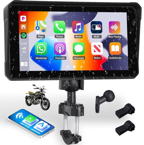 Écran de moto CarPlay avec Apple CarPlay Android Auto 6 pouces étanche écran tactile portable GPS voiture Play pour moto Support double Bluetooth Mirror Link EQ Siri Voice Control
