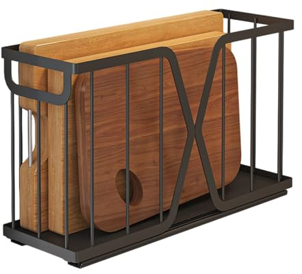 Garvee Deckelhalter & Teller Organizer Schrank – Kohlenstoffstahl Unter Waschbecken Regal, Abnehmbarer Schubladen-Speicherregal für Küche, Mehrschichtiges Küchenabstellregal (Schwarz)