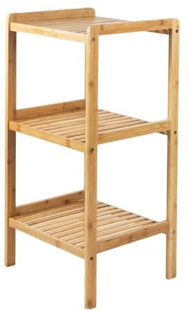 Badezimmerregal Bambus 3 Etagen Standregal Holz 78x37x33 cm Badregal Natur | BURI Bambusregal als Bad-, Küchen- und Flurregal mit natürlicher Optik, platzsparend und vielseitig im Wohnbereich