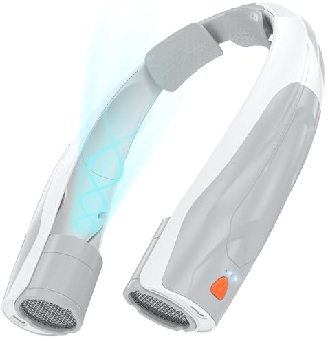 SIMWAL Portable Neck Fan, 6000mAh USB-C Rechargeable, 6 Speeds Quiet 360° Airflow, Hands-Free Wearable for Travel Office Outdoor Home, Great Gift for Men Women (White)