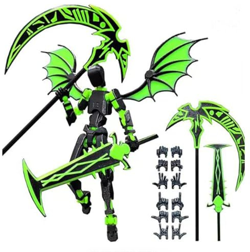 T13 Action Figure T13 juguetes móviles multiarticulados Figura de acción articulada t 13 figura de animación stop motion Titan 13 decoración de escritorio DIY coleccionistas de juguetes (negro verde)