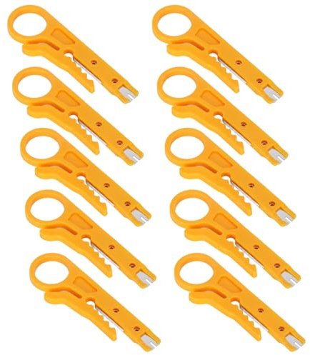 Generic 10Pcs Wire Stripper Mini Multi-Purpose Cable Crimping Pliers Tool, Durable ABS+Stainless Steel for CAT‑5 CAT‑5e ‑6 Data Lines, Professional Electricians