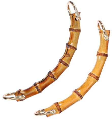 FIXOSHEE 2 Pezzi Manici Bambu per Borsa a Mano, Accessori per Fai da Te e Confezione Borse, Design Raffinato e Finitura Lucida, per Handbag e Borsa da Spiaggia