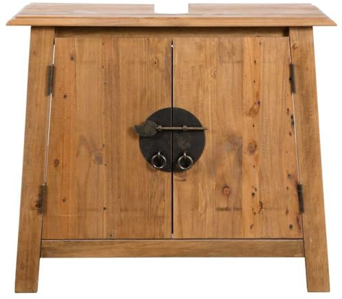 kithwjll Mobiletto da bagno in legno di pino massiccio, 70 x 32 x 63 cm, mobiletto sottolavabo con grande scomparto, stile vintage, facile da montare, mobile per lavabo rustico