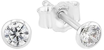 Amor Ohrstecker 925 Sterling Silber Damen Ohrschmuck, mit Zirkonia synth., 0,3 cm, Silber, Kommt in Schmuck Geschenk Box, 9062133