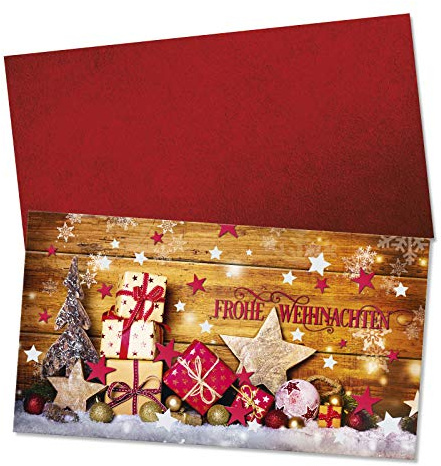 GESCHENKGUTSCHEINcom by POS-HAUER. Gutschein-Set. 25x Gutschein + Kuvert. Für Weihnachten, blanko zum selber Ausfüllen für Firmen.