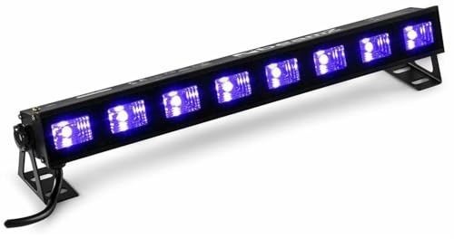 BeamZ BUVW83 Schwarzlicht Lampe, hochwertiger UV Strahler mit Warmweiß, 8 x 3 Watt LEDs, UV Lampe, Schwarzlicht Strahler, UV Licht, UV Light Blacklight, Schwarz