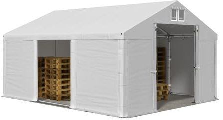 DAS COMPANY Lagerzelt 4x6m wasserdicht weiß Zelt 560g/m² PVC Plane hochwertig Zelthalle Summer SD - Faltpavillon, Gartenpavillon, Pavillon, Lagerzelt, Gartenhaus, Zeltgarage, Garagenzelt - Partyzelt