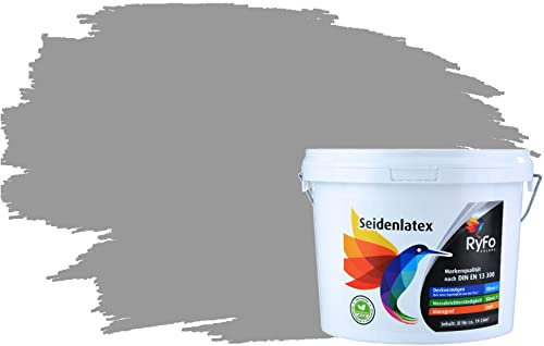 RyFo Colors Seidenlatex Trend Grautöne Elefantengrau 3l - bunte Innenfarbe, weitere Grau Farbtöne und Größen erhältlich