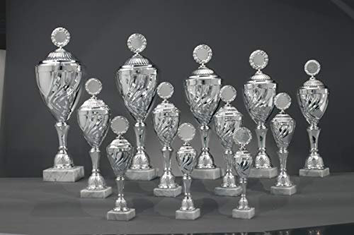 Henecka Pokal Serie Naima, Silber, mit Wunschgravur und auswählbarem Sport-Emblem, Größe 63,5 cm