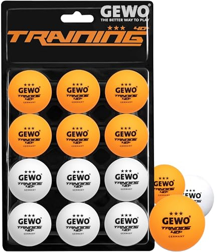 GEWO Tischtennisbälle 3 Sterne Training 40+, 12er Premium Tischtennis Bälle | Ping Pong Bälle aus ABS Plastik für Training, Verein & Freizeit, Tischtennis Zubehör