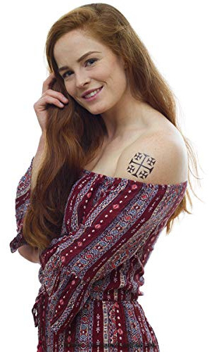 5 x Jerusalemkreuz Tattoo in schwarz - Temporary Haut Tattoo (5)