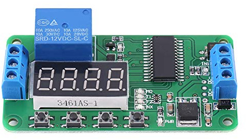 SALUTUYA Relé de retardo Multifuncional, Controlador de relé de retardo de 12 V CC de 1 Canal Ce030_12V, Tablero de módulo de Interruptor de Temporizador ED, hogar Inteligente PLC