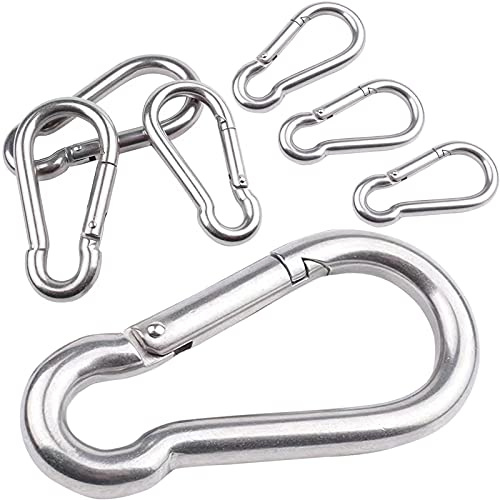 Lot de 7 mousquetons 6 x 60 mm en acier inoxydable - Différentes tailles et quantités disponibles - Mousquetons de pompier sans cosseCharge maximale : 150 kg - En acier de qualité supérieure