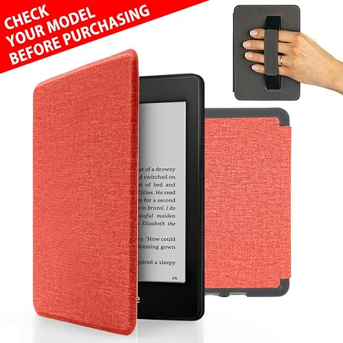 MyGadget Hülle für Kindle Paperwhite 10.Generation [ Modell 2018 - PQ94WIF - 6 Zoll ] mit Handschlaufe & Auto Sleep | Wake Funktion - Flip Case in Pink