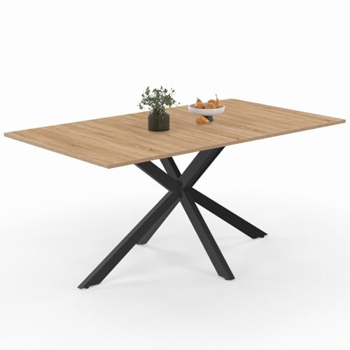 IDMarket - Table à Manger Rectangle Alix 160 cm Pied araignée Bois et Noir