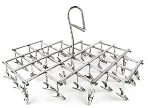 Shoze Sock Drying Rack 35 Pegs Multipurpose Stainless Steel Clothes Hanger Foldable Clotheshorse with Anti-Wind Design Swivel Hook Airer Drying Hanger for Underwear Sock Bra Gloves Clothes