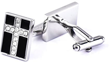 Skcess silver svart smoking manschettknappar koppar manschettknappar, kors kubisk zirkonia vita manschettknappar set smycken present till män