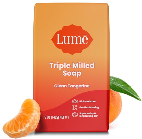 Lume Triple Milled Bar Soap - Rich Moisture & Gentle Cleansing - Paraben Free, Phthalate Free, Skin Safe - 5 ounce (Clean Tangerine)
