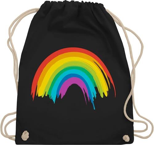 Turnbeutel Rucksack - Kleidung Pride Flag - Regenbogen LGBT & LGBTQ - Unisize - Schwarz - lgbtq-tasche csd rainbow bauwollbeutel lgbtq+ beutel lesbian christopher street day turnsack tasche lqbtq