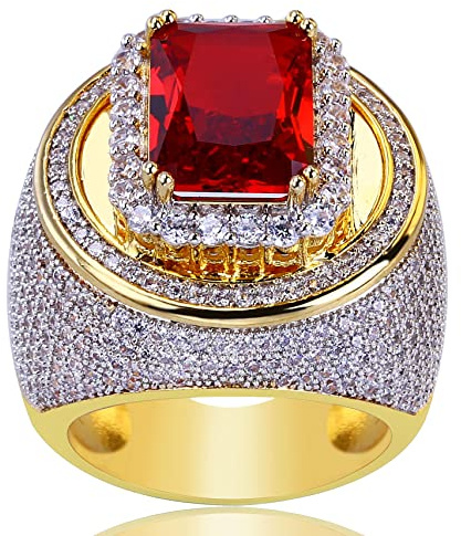 PAIHUIART Ring Ringe Damen Bijouterie Frauen Schmuck Art und Weise großer roter geometrischer Ring mit Zirkon-Stein gefüllten großen Eheringen
