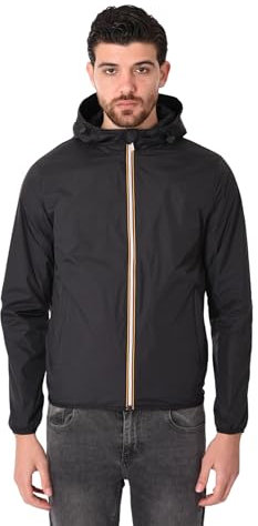 Ciabalù Giubbotto Uomo Estivo con Cappuccio Giacca a Vento Impermeabile Leggera (IT, Testo, 3XL, Regular, Regular, Nero)