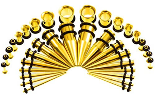 Ear Stretching Kit Stainless Steel, Tunnel Vintage mit 28PCS Gold Kegelform Body Piercing Schmuck Geschenk Set