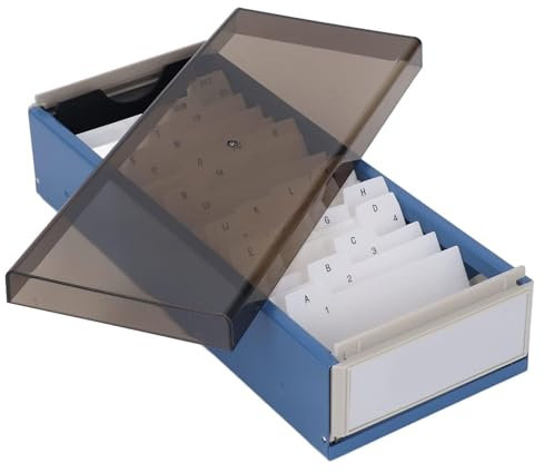 Agatige Visitenkartenbox, Visitenkarten Aufbewahrungs Box, Namenskartei-Organizer mit A-Z Index, Visitenkartenhalter für bis zu 800 Karten, Visitenkarten Aufbewahrungs Box 10,8 x 6,6 x 26,6 cm