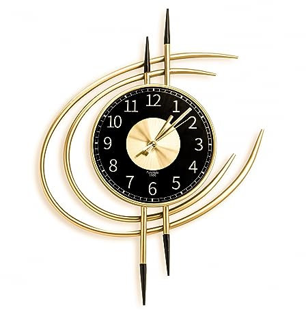LANMOU Wanduhr Groß Modern, 54CM Wanduhr Wohnzimmer Uhr Wand ohne Tickgeräusche, Wanduhren Gold Schwarz Lautloses Design aus Metall, Wohnzimmeruhr Dekorative