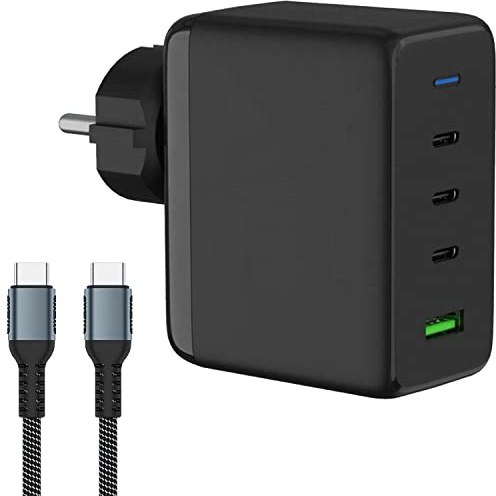 envircell USB C Ladegerät, 150W 4 Ports GaN Schnellladegerät | Mehrfach Stecker mit Power Adapter Fast Charger Netzteil für iPhone 17 16 15 14 13 12 11 Pro Max, Handys