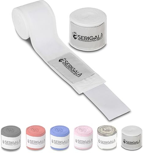 Serigala 4,5m Boxbandagen mit Daumenschlaufe - Halb elastische Bandagen Boxen mit extra breitem Klettverschluss - Kampfsport Bandagen für Thaiboxen, Kickboxen, MMA und Muay Thai