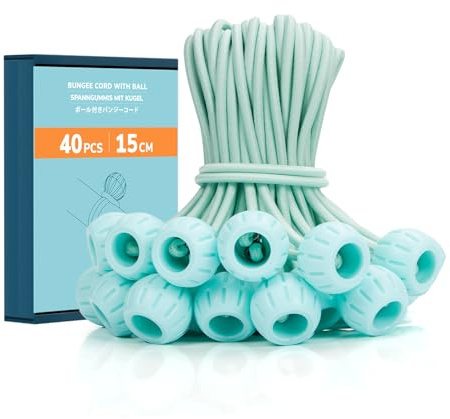 Abma Cord Bungee Cords with Balls 40Pcs x 15cm Bungee Ties with Ball | Heavy Duty, Tarpaulin, Tent, Banners, Fixing, Camping Gear