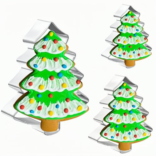 JOB JOL Christmas Tree Cookie Cutters 3 PCS, 3'', 4'', 5''