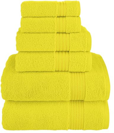 Elegant Comfort Premium Baumwolle 6-teiliges Handtuch-Set enthält 2 Waschlappen, 2 Handtücher und 2 Badetücher, 100% Türkische Baumwolle - Hochsaugfähige und superweiche Handtücher für Badezimmer,